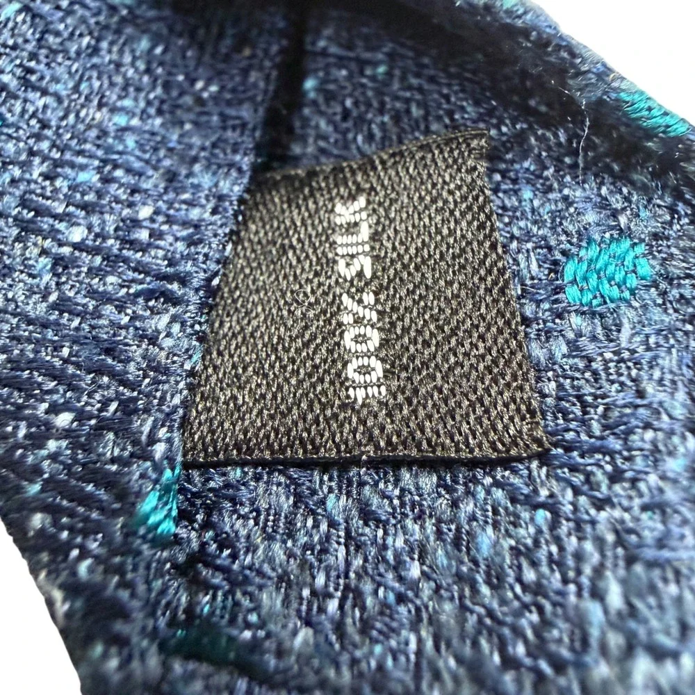 Turnbull & Asser Mens Navy Blue Teal Polka Dot 100% Silk Tie‎ Handmade England